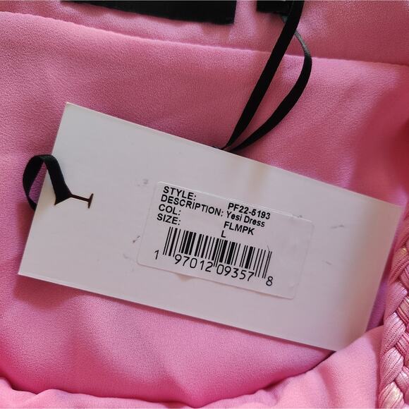 Retrofete Yesi Dress in Flamingo Pink Large NWT Metallic Maxi Spaghetti Straps - Picture 12 of 14